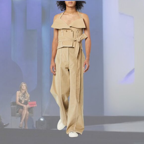 NWT - MAKING THE CUT - Deconstructed Wide Leg Pants - Stone/Khaki - M  |  L - Picture 4 of 8